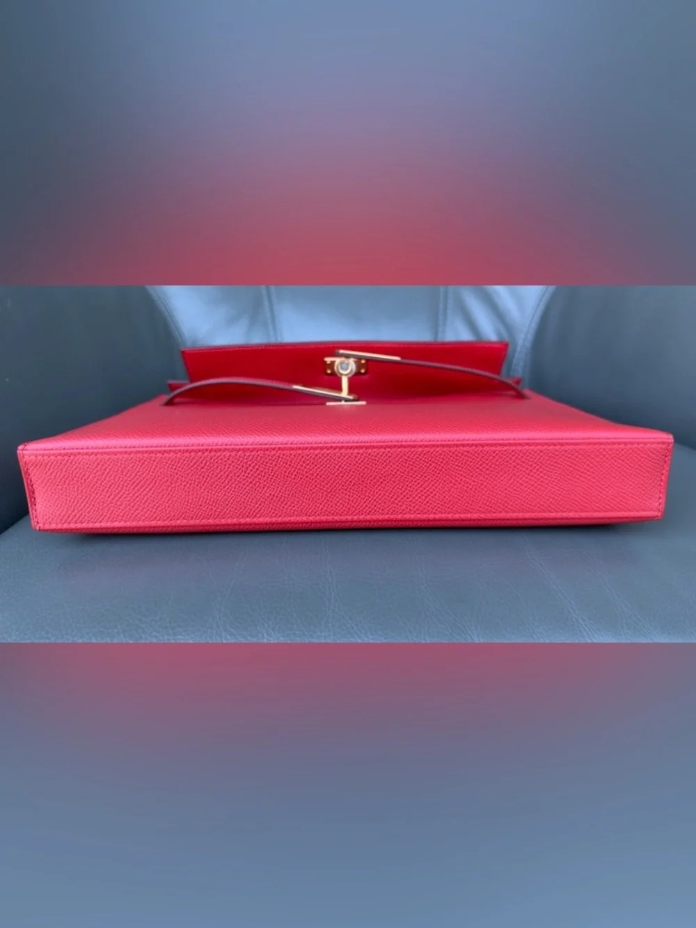 Hermès mini Kelly Elan Red Epsom Gold Hardware Clutch Crossbody Full Set New - Picture 7 of 17